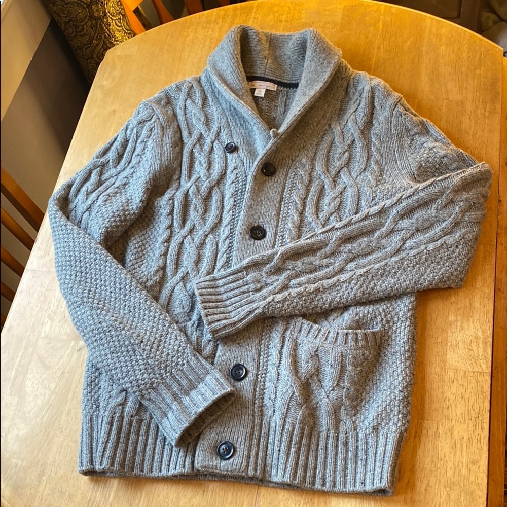 Men's lambswool Gray Cable Knit Sweater Gap Small